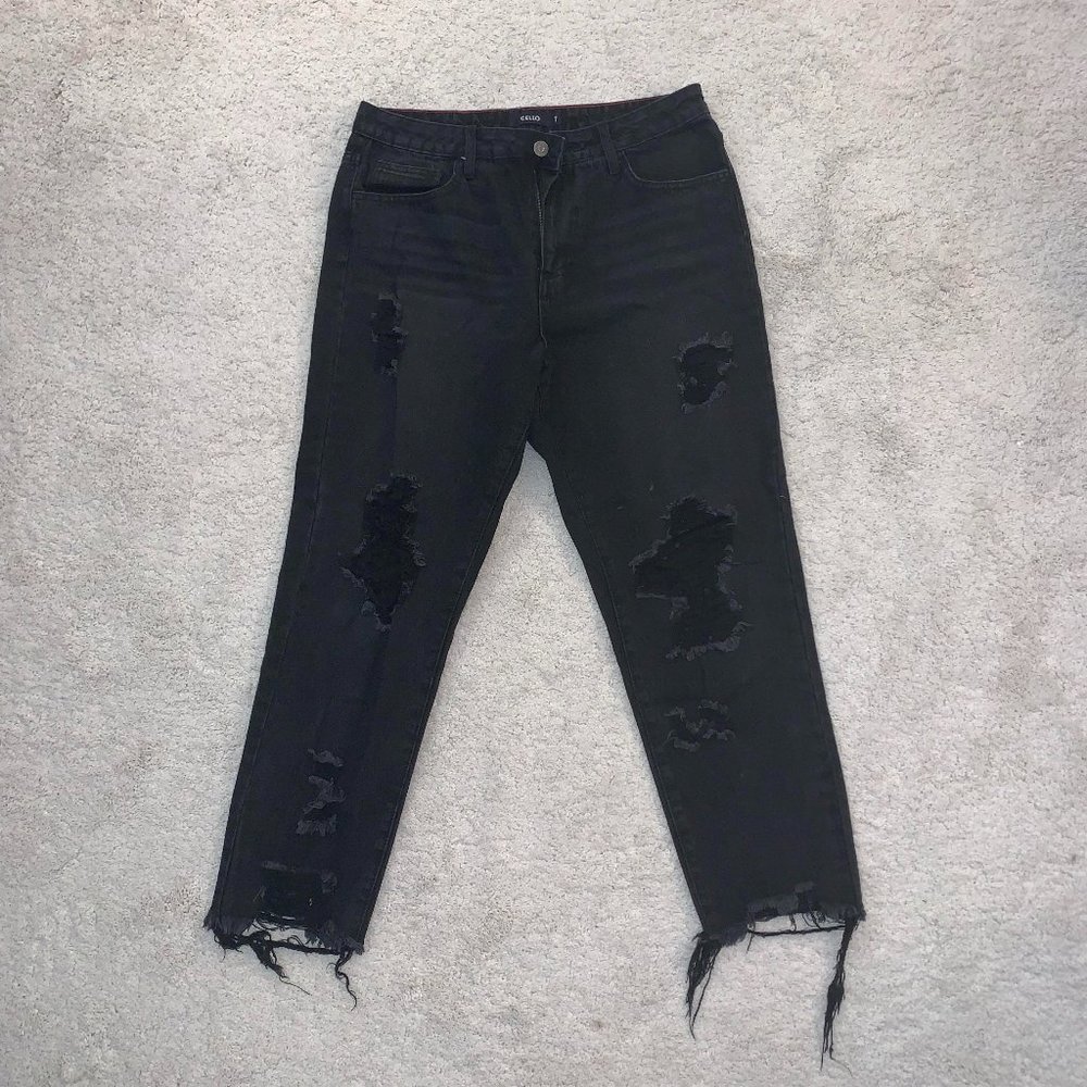 Cielo Black Ripped Boyfriend Jeans
